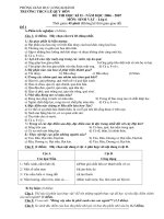 Đề kiểm tra sinh học 6