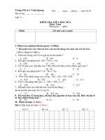 Đề kiểm tra giữa kì 1- Môn Toán 3 ( Chuẩn KT-KN)