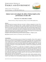 Indoor tests to investigate the effect of brine depth on the performance of solar still