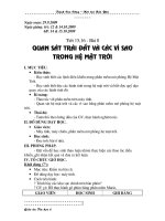 Tiết 15,16 - Quan sát trái đất và các vì sao trong hệ mặt trời