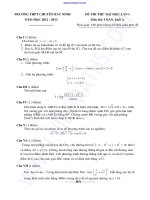 ĐỀ THI THỬ ĐẠI HỌC LẦN I TRƯỜNG THPT CHUYÊN BẮC NINH NĂM HỌC 2012 - 2013 MÔN TOÁN KHỐI A