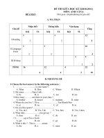 Đề kiểm tra giữa kỳ I_ Tiếng Anh 6 _Chẵn