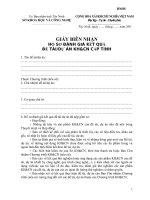 Giấy biên nhận hồ sơ đánh giá kết quả.