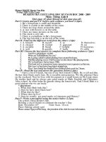 Đề KT TA HKI lớp 8