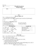 KT hoá 8 - 45 phút - kì2-2 - đề 1