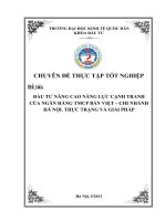 ĐẦU tư NÂNG CAO NĂNG lực CẠNH TRANH của NGÂN HÀNG TMCP bản VIỆT – CHI NHÁNH hà nội  THỰC TRẠNG và GIẢI PHÁP 