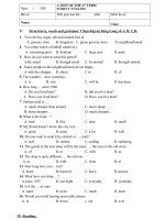 Đề thi Học kì 1 Anh 7