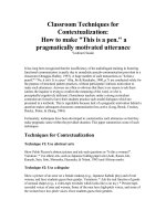 Classroom Techniques for Contextualization