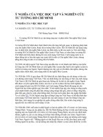 Ý NGHĨA CỦA VIỆC HỌC TẬP VÀ NGHIÊN CỨU TƯ TƯỞNG HỒ CHÍ MINH