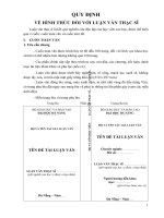 QUY ĐỊNH VỀ HÌNH THỨC ĐỐI VỚI LUẬN VĂN THẠC SĨ