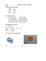 Bai kiem tra tieng anh cuoi nam lop 3