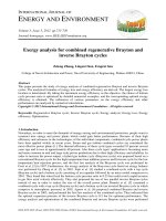 Exergy analysis for combined regenerative Brayton and inverse Brayton cycles