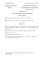 KỲ THI CHỌN ĐỘI TUYỂN DỰ THI NGHỆ AN HỌC SINH GIỎI QUỐC GIA LỚP 12 THPT Năm học 2011 – 2012 Môn thi: TOÁN
