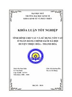 Khóa luận tình hình cho vay và sử dụng vốn vay ở ngân hàng chính sách xã hội huyện thiệu hóa 