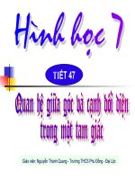 Hình học 7-Tiết 46: Quan hệ giữa góc và cạnh đối diện trong tam giác