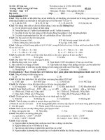 Đề thi Sinh học 10 (NC), kì 1 năm học 08-09