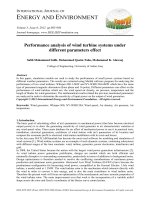 Performance analysis of wind turbine systems under different parameters effect