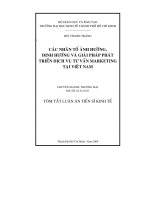 Các nhân tố ảnh hưởng, định hướng và giải pháp phát triển địch vụ tư vấn Marketing tại Việt Nam