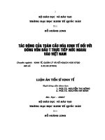 150 Tác động của toàn cầu hóa kinh tế với dòng vồn đầu tư trực tiếp nước ngoài vào Việt Nam