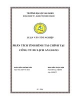 PHÂN TÍCH TÌNH HÌNH TÀI CHÍNH TẠI  CÔNG TY DU LỊCH AN GIANG