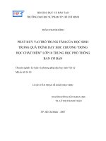 Phát huy vai trò trung tâm của học sinh trong quá trình dạy học chương động học chất điểm