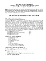 Danh mục ngành, chuyên ngành tuyển sinh năm 2012 Trường đại học Cần Thơ