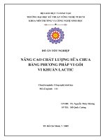 NÂNG CAO CHẤT LƯỢNG SỮA CHUA BẰNG PHƯƠNG PHÁP VI GÓI VI KHUẨN LACTIC