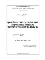 Định hướng phát triển các khu công nghiệp huyện Nhơn Trạch tỉnh Đồng Nai trong thời kỳ công nghiệp hóa hiện đại hóa