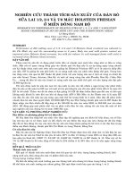 Nghiên cứu thành tích sản xuất của đàn bò sữa lai 1/2, 3/4 và 7/8 máu Holstein Fresian