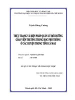 Thực trạng và biện pháp quản lý bồi dưỡng giáo viên trương trung học phổ thông ở các huyện trong tỉnh Cà Mau