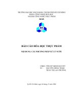 CÁC PHƯƠNG PHÁP XỬ LÝ NƯỚC