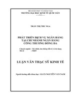 121 Phát triển dịch vụ Ngân hàng tại Chi nhánh Ngân hàng Công thương Đống Đa