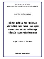 189 Đổi mới quản lý vốn tự có tạo môi trường cạnh tranh lành mạnh cho các Ngân hàng Thương mại Cổ phần TP.HCM