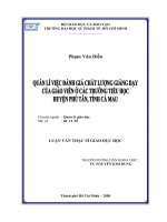 Quản lý việc đánh giá chất lượng giảng dạy của giáo viên ở các trường tiểu học huyện Phú Tân, tỉnh Cà Mau