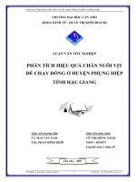 PHÂN TÍCH HIỆU QUẢ CHĂN NUÔI VỊT ĐẺ CHẠY ĐỒNG Ở HUYỆN PHỤNG HIỆP TỈNH HẬU GIANG