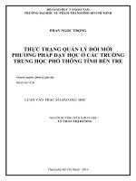 THỰC TRẠNG QUẢN LÝ ĐỔI MỚI  PHƯƠNG PHÁP DẠY HỌC Ở CÁC TRƯỜNG  TRUNG HỌC PHỔ THÔNG TỈNH BẾN TRE