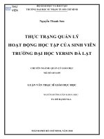 THỰC TRẠNG QUẢN LÝ HOẠT ĐỘNG HỌC TẬP, SINH VIÊN TRƯỜNG ĐẠI HỌC YERSIN, ĐÀ LẠT
