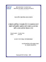 Chọn giống vi khuẩn và khảo sát một số điều kiện lên men acetic để làm giấm trái cây