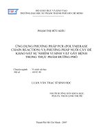 ỨNG DỤNG PHƯƠNG PHÁP PCR (POLYMERASE CHAIN REACTION) VÀ PHƯƠNG PHÁP NUÔI CẤY ĐỂ KHẢO SÁT SỰ NHIỄM VI SINH VẬT GÂY BỆNH TRONG THỰC PHẨM ĐƯỜNG PHỐ