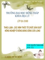 CÁC HÌNH THỨC TỔ CHỨC SẢN XUẤT NÔNG NGHIỆP Ở ĐỒNG BẰNG SÔNG CỬU LONG