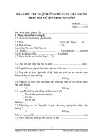 THU THẬP THÔNG TIN DÀNH CHO NGƯỜI THAM GIA MÔ HÌNH RAU AN TOÀN