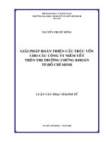 117 Giải pháp hoàn thiện cấu trúc vốn cho các Công ty niêm yết trên thị trường chứng khoán TP.HCM
