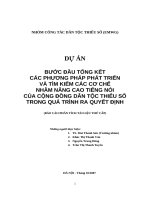 DỰ ÁN  BƯỚC ĐẦU TỔNG KẾT  CÁC PHƯƠNG PHÁP PHÁT TRIỂN  VÀ TÌM KIẾM CÁC CƠ CHẾ  NHẰM NÂNG CAO TIẾNG NÓI  CỦA CỘNG ĐỒNG DÂN TỘC THIỂU SỐ  TRONG QUÁ TRÌNH RA QUYẾT ĐỊNH