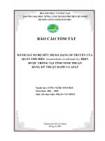 ĐÁNH GIÁ SƠ BỘ MỨC ĐỘ ĐA DẠNG DI TRUYỀN CỦA QUẦN THỂ ĐIỀU (Acanardium occidentale L.) HIỆN  ĐƯỢC TRỒNG TẠI TỈNH NINH THUẬN  BẰNG KỸ THUẬT RAPD VÀ AFLP (Trang bìa)