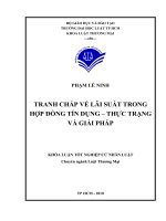 TRANH CHẤP VỀ LÃI SUẤT TRONG HỢP ĐỒNG TÍN DỤNG – THỰC TRẠNG VÀ GIẢI PHÁP