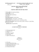 Chương trình học phần Nhiệt học- Khoa vật lý Đại Học Đà Lạt