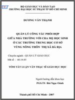Quản lý công tác phối hợp giữa nhà trường với cha mẹ học sinh ở các trường trung học cơ sở vùng nông thông thị xã Bà Rịa