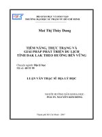 Tiềm năng, thực trạng và giải pháp phát triển du lịch tỉnh Dak Lak theo hướng bền vững