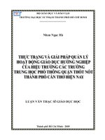 Thực trạng và giải pháp quản lý hoạt động giáo dục hướng nghiệp của hiệu trưởng các trường trung học phổ thông quận Thốt Nốt thành phô Cần Thơ hiện nay