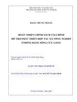 350 Hoàn thiện chính sách hỗ trợ phát triển hợp tác xã nông nghiệp ở Đồng Bằng Sông Cửu Long